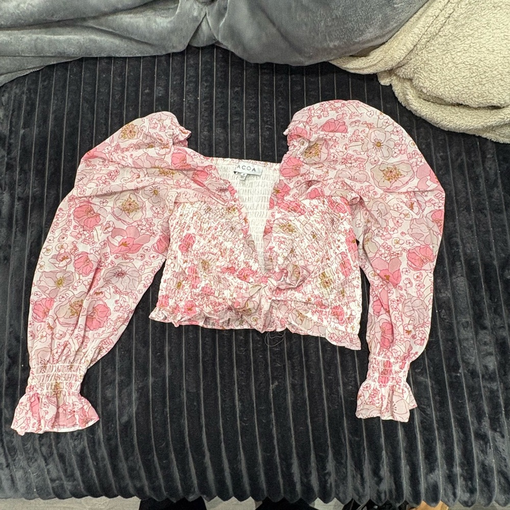 ACOA Pink Floral Women's Blouse